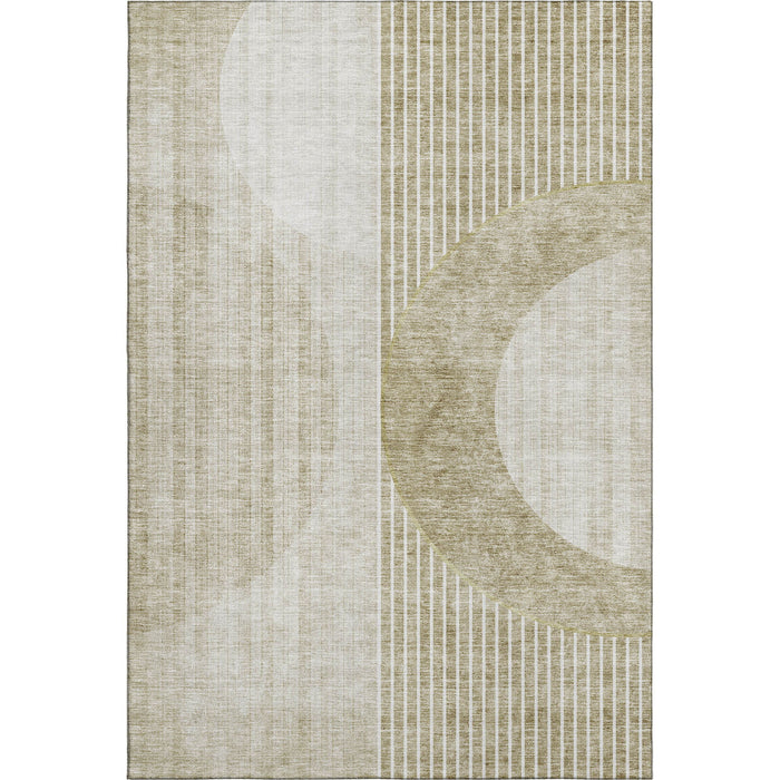 9' X 12' Geometric Washable Area Rug With UV Protection (655757) - Taupe / Beige
