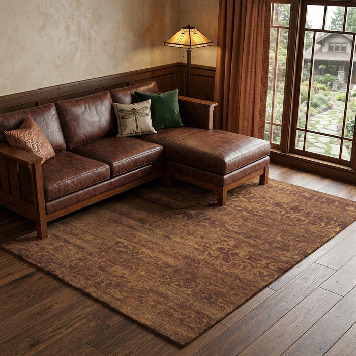 9' X 12' Wool Floral Hand Knotted Area Rug (744345) - Brown / Red