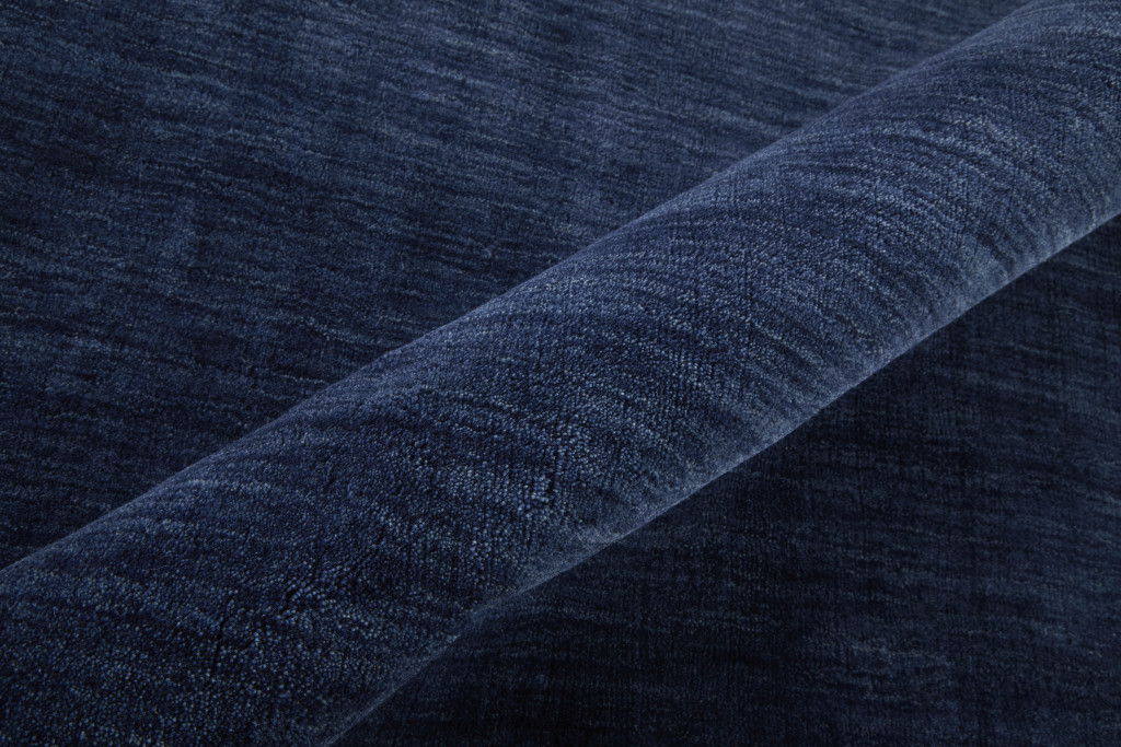 8' Round Wool Hand Woven Area Rug - Blue