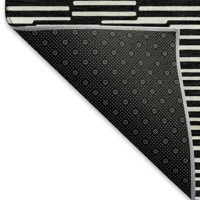 10' X 14' Abstract Geometric Washable Area Rug With UV Protection (672959) - Black / Gray