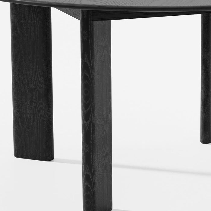 58" Solid Wood Round Top Dining Table - Black