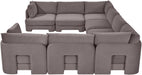 Meridian Furniture Hammond velvet performance fabric 8-piece U-shaped sectional sofa with plush cushioning and modern design.