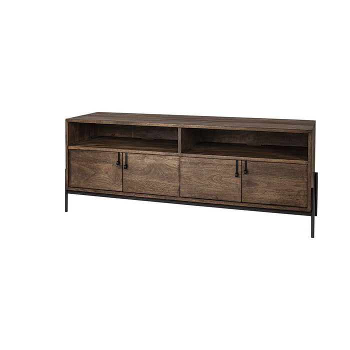 Solid Wood Console Table With Shelves - Brown And Black