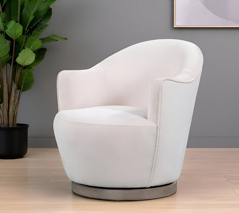 27" Contemporary Fabric Swivel Barrel Chair - Off White