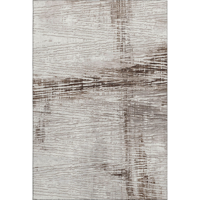 10' X 14' Striped Washable Area Rug With UV Protection (710046) - Taupe / Ivory