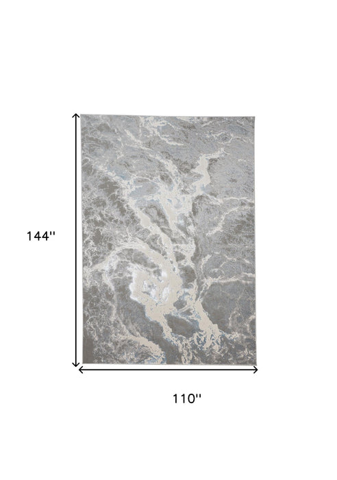 9' x 12' Contemporary Abstract Power Loom Area Rug - Gray And Ivory