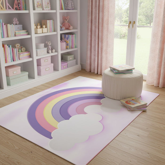 4' X 5' Youthful Washable Area Rug (573588) - Ivory / Pink / Purple