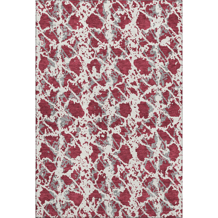 10' X 14' Abstract Washable Area Rug With UV Protection (676638) - Burgundy / Gray / Ivory