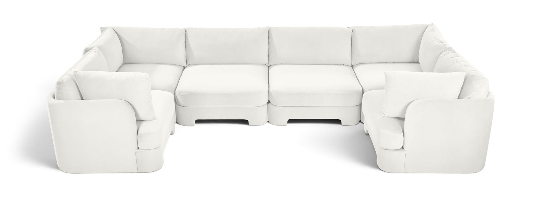 Meridian Furniture Hammond velvet performance fabric 6-piece U-shaped sectional sofa with plush cushions and modern design.