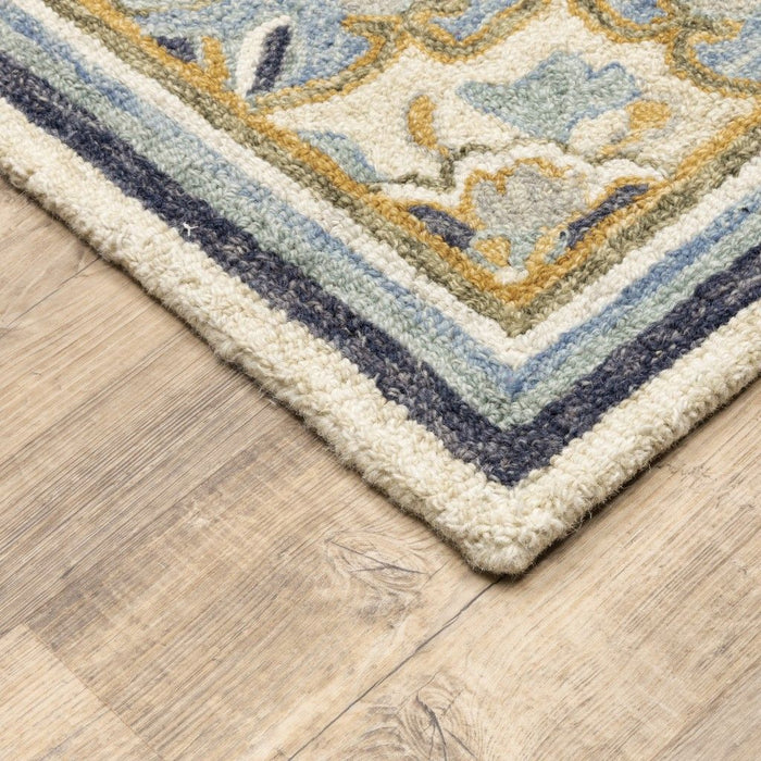8' x 10' Bohemian Rug - Blue And Ivory