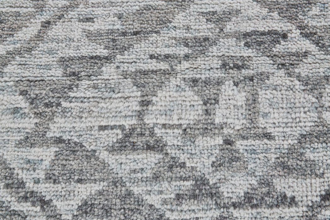 9' X 13' Wool Southwestern Hand Knotted Area Rug (744422) - Gray / Blue / Ivory