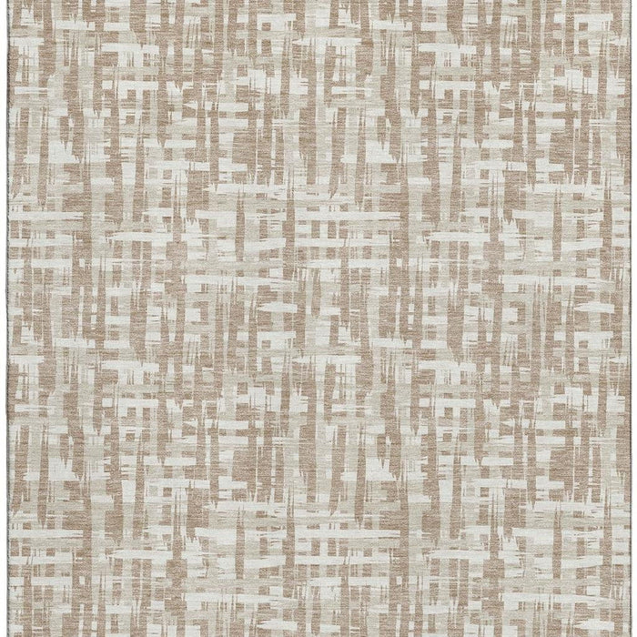 10' X 14' Abstract Geometric Washable Area Rug With UV Protection (683009) - Tan / Beige / Ivory