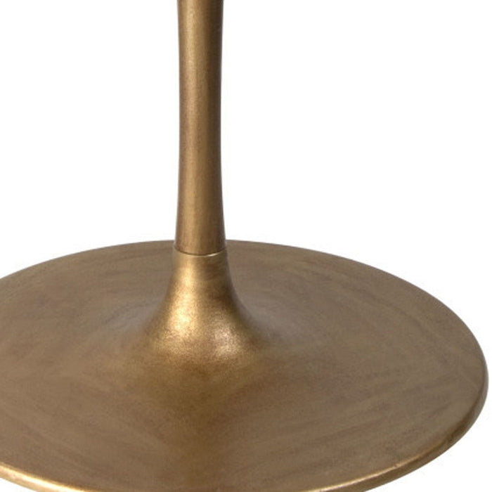 47" Rounded Steel Pedestal Base Dining Table - White / Gold