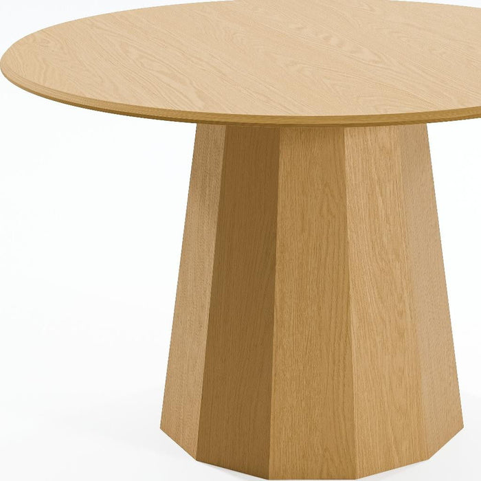 46" Wood Pedestal Base Round Top Table For Dining Room - Natural