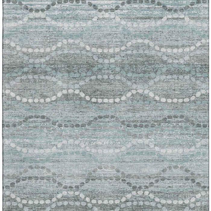 10' X 14' Abstract Geometric Washable Area Rug With UV Protection (715303) - Teal / Ivory