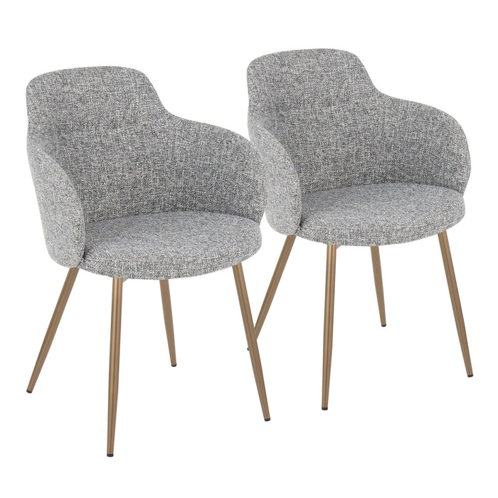 Boyne - Contemporary Accent Chair (Set of 2) - Antique Copper Metal And Dark Gray Fabric