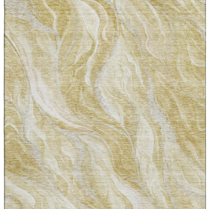 10' X 14' Abstract Washable Area Rug With UV Protection (657587) - Gold / Ivory