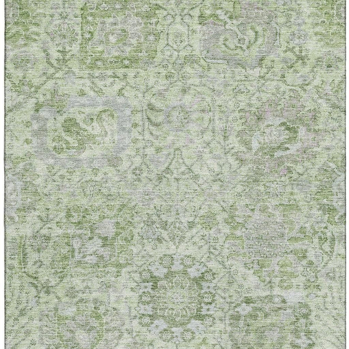10' X 14' Damask Washable Area Rug With UV Protection (684334) - Mint Green / Gray / Ivory