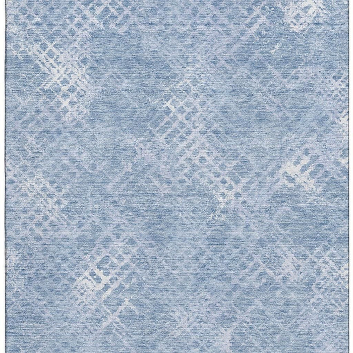 10' X 14' Abstract Geometric Washable Area Rug With UV Protection - Sky Blue And Ivory