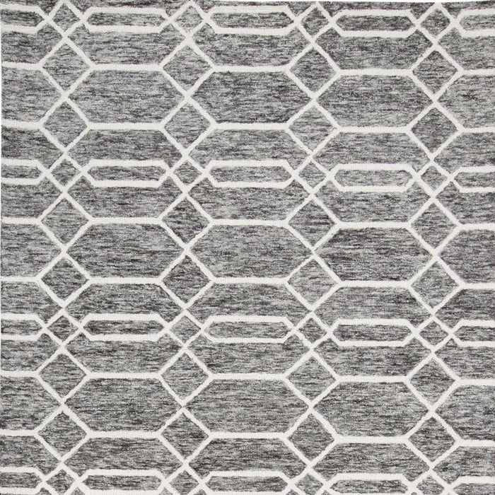 10' X 14' Wool Geometric Hand Tufted Area Rug (566142) - Gray / Black / Ivory