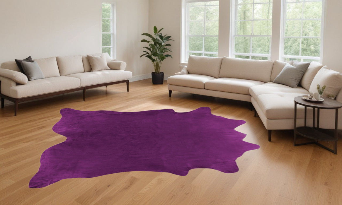 6' x 7' Handmade Area Rug - Plum Cowhide