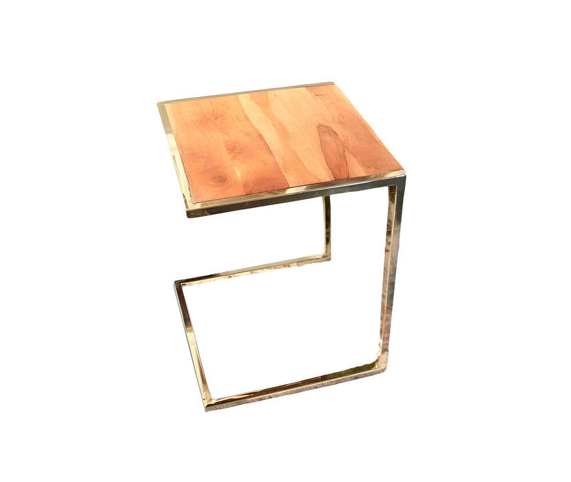 Stylish Wood And Metal C Shaped Nesting End Tables (Set of 3) - Brown Natural