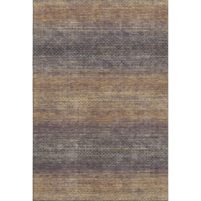 10' X 14' Geometric Washable Area Rug With UV Protection (710711) - Eggplant / Brown