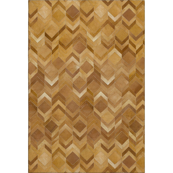 5' X 8' Geometric Washable Area Rug With UV Protection (644690) - Brown / Ivory / Beige