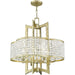 24-inch gold and clear metal chandelier with four lights and shades, dimmable lighting, by HomeRoots.