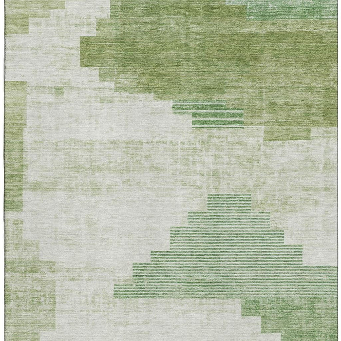 10' X 14' Geometric Washable Area Rug With UV Protection (704945) - Sage / Ivory