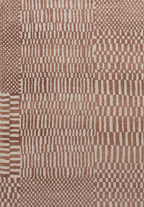 7' X 9' Geometric Berber Washable Area Rug With UV Protection (609866) - Brown / Beige