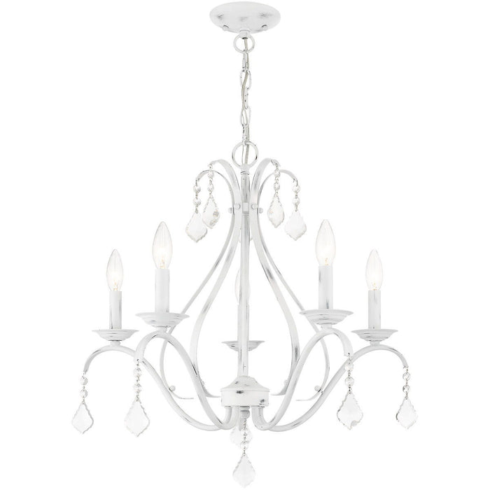 23" Five Light Dimmable Chandelier With Shades - White