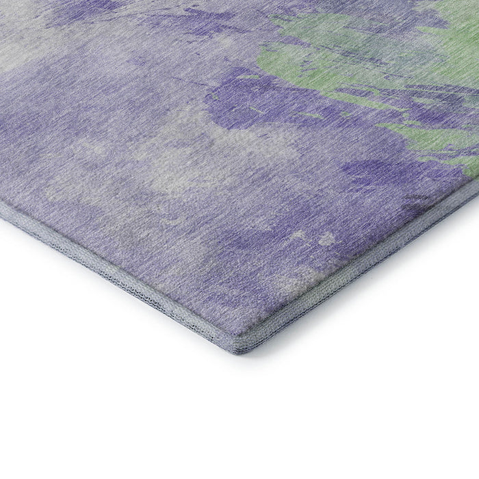 10' X 14' Abstract Washable Area Rug With UV Protection (696776) - Lavender / Ivory / Mint Green