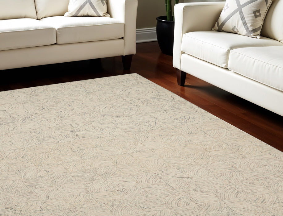 8' X 11' Wool Geometric Area Rug - Ivory / Gray