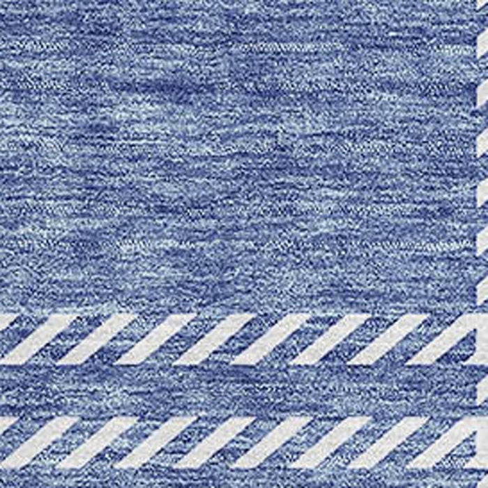 10' X 14' Plaid Washable Area Rug With UV Protection (674311) - Denim Blue / Ivory