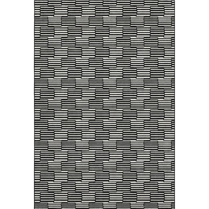 10' X 14' Abstract Geometric Washable Area Rug With UV Protection (672959) - Black / Gray