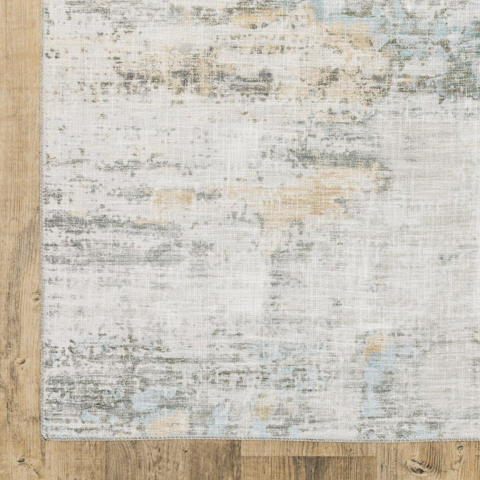 8.7' x 12' Abstract Power Loom Stain Resistant Area Rug - Gray And Ivory