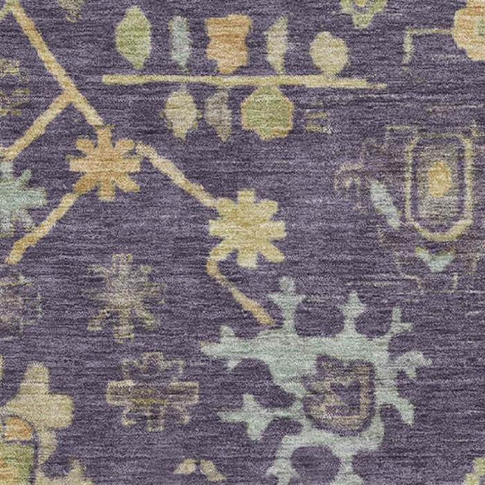 10' X 14' Floral Washable Area Rug With UV Protection (708445) - Purple / Gold / Blue
