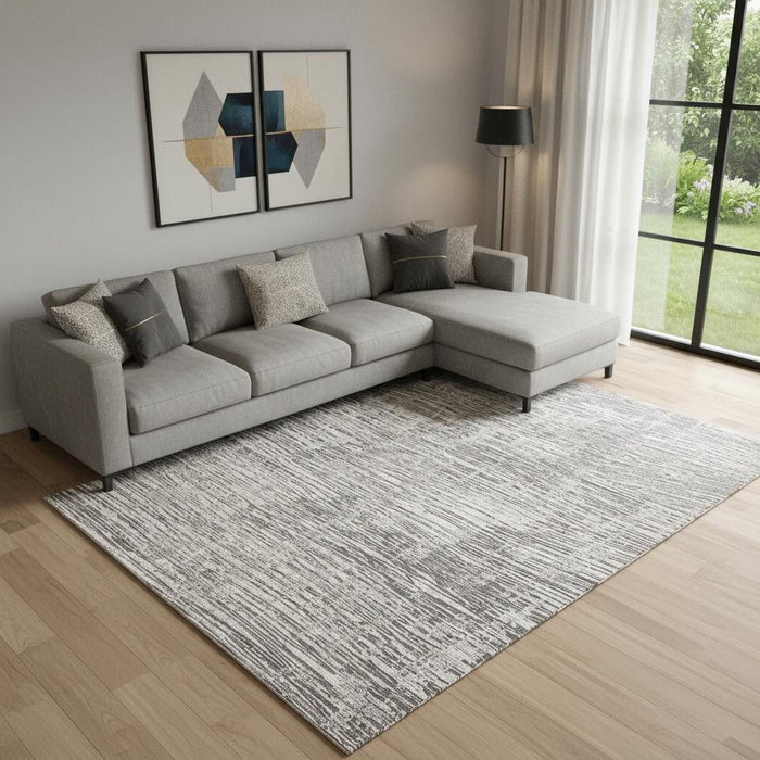 8' X 10' Abstract Non Skid Area Rug (550834) - Ivory / Gray