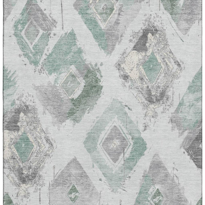 10' X 14' Abstract Geometric Washable Area Rug With UV Protection (696632) - Pale Aqua / Gray / Ivory