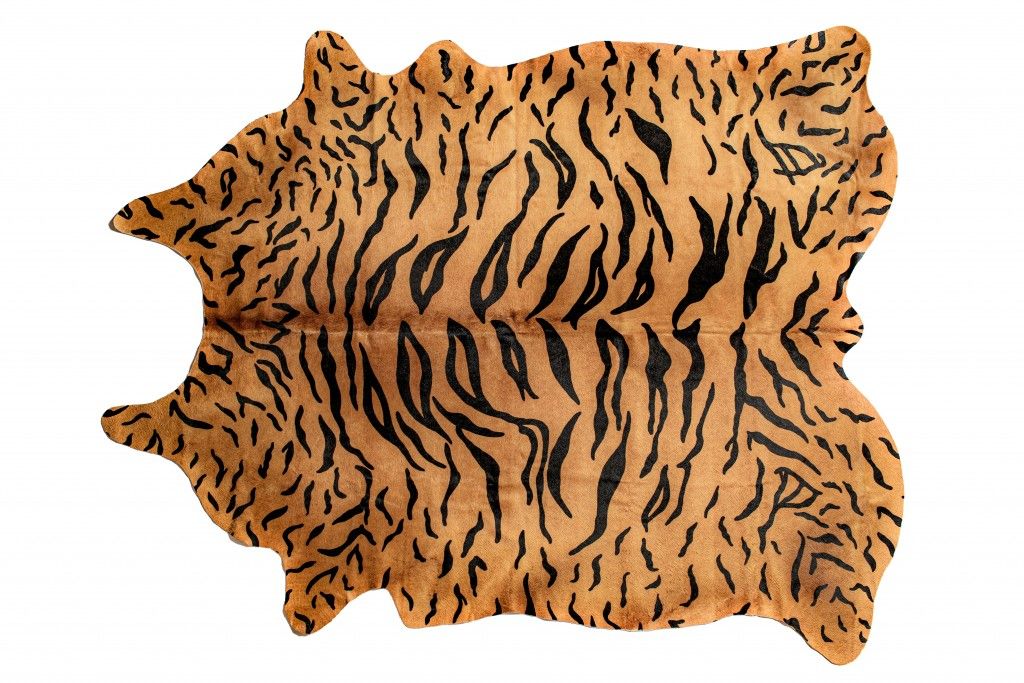 5' x 7' Cowhide Animal Print Handmade Area Rug - Natural Brown And Black
