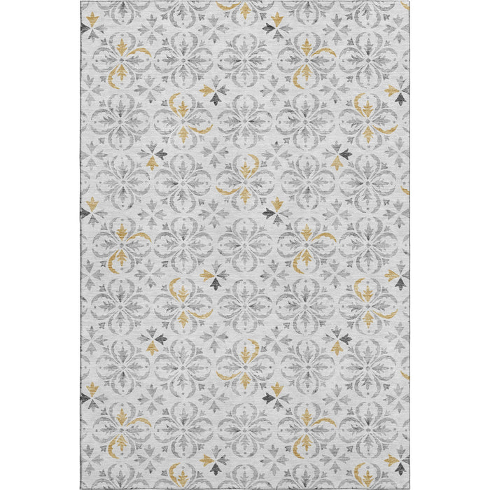 10' X 14' Floral Washable Area Rug With UV Protection (673969) - Silver / Gray