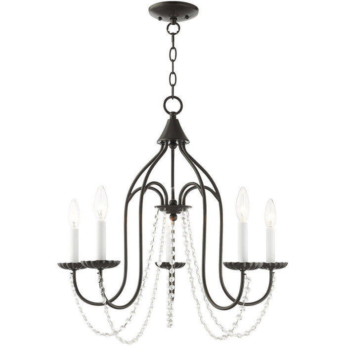 23'' Five Light Dimmable Chandelier With Shades - Bronze