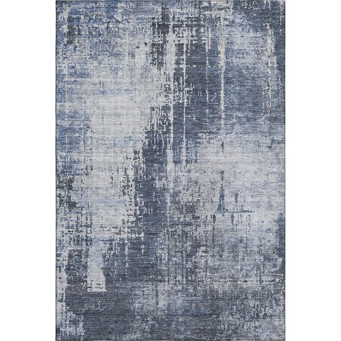10' X 14' Abstract Washable Area Rug With UV Protection - Navy Blue And Ivory