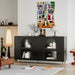 Giga lacquered wooden sideboard with four glass doors, ideal for living room, dining room, or entryway storage.