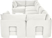 Meridian Furniture velvet upholstery 7-piece U-shaped sectional sofa, stationary design with plush seating and modern style.