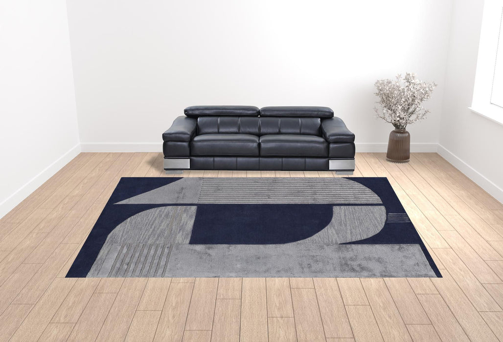 12' x 15' Wool Geometric Tufted Handmade Area Rug - Blue And Silver