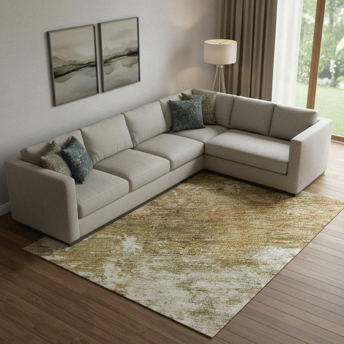 10' X 14' Abstract Washable Area Rug With UV Protection (716875) - Copper / Ivory