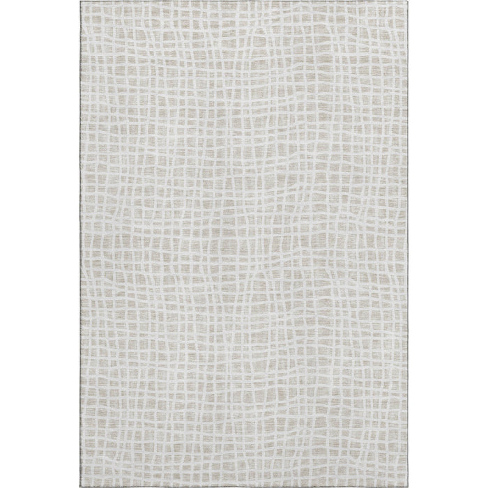 10' X 14' Striped Washable Area Rug With UV Protection - Ivory / Beige