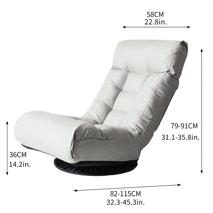Giga adjustable Japanese reclining floor chair with metal frame, versatile sofa and ottoman for living room seating.